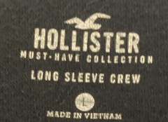Hollister Must-Have Collection Floral Graphic T-Shirt Black Men’s L Long Sleeve
