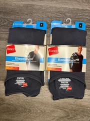 2pk Hanes Men’s Thermal Long Sleeve Performance Base layer Crewneck Gray Small
