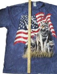 Men’s T-Shirt 2XL American Flag Red White & Blue Mountian Wolves Tie Dyed Plus