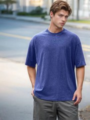 Men Vintage T Shirt 230g Heavy Cotton Faded Color Short Sleeve Oversized Loose