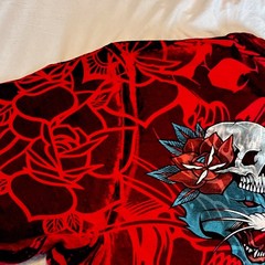 Affliction Black Label Men/Unisex Skull Graphic T-Shirt Black/Red Crew Neck XL