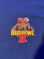 Vtg Budweiser Bud Light Beer Promo Bud Bowl 2 90’s NFL Football Tshirt Sz XL