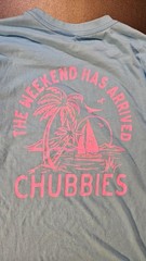 Chubbies Graphic Island T-Shirt Mens S Blue/Pink The Weekend Has Arrived