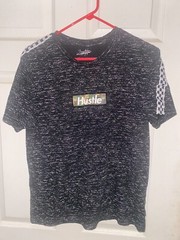 Brooklyn Cloth Mfg Medium Black & White All Over Print Shredded Stripes T-Shirt