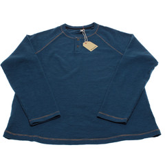 Borgo 28 NWT Long Sleeve Henley T-Shirt Size L in Storm Blue 100% Cotton