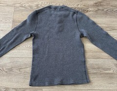 Wallace & Barnes Henley Shirt Mens Large Gray Thermal Waffle Knit Long Sleeve