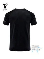 Men T Shirt Quick Dry Ultra Light Black Round Neck Short Sleeve Gym Top