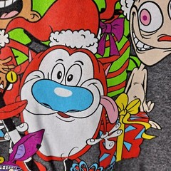 Nickelodeon Cartoon Character Christmas Holiday T-shirt gray Size large
