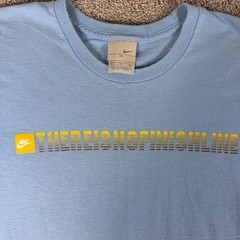 Vtg Nike Shirt Mens XL Blue There is No Finish Line Double Sided Y2K Sports