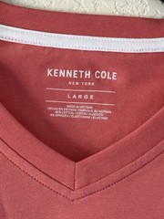 Kenneth Cole Large Knit V-Neck T-Shirt Vintage Rose Soft $49