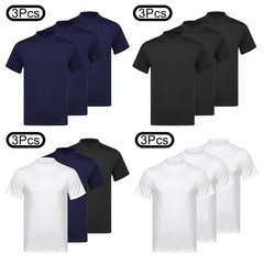 Mens Undershirt Daily Tops Wicking T-shirt Moisture 3Pcs Summer Fashion Shirts