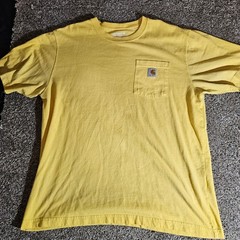 Carhartt K87 Mens Loose Fit Pocket T-Shirt Yellow Large L Cotton Blend Workwear
