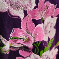 Vintage Glitter Humming Birds with Flowers / Size XL / Single Stitched