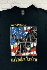 VTG Bike Week 2002 Daytona Beach FL Eagle USA Flag Double Sided T-Shirt Sz XXL