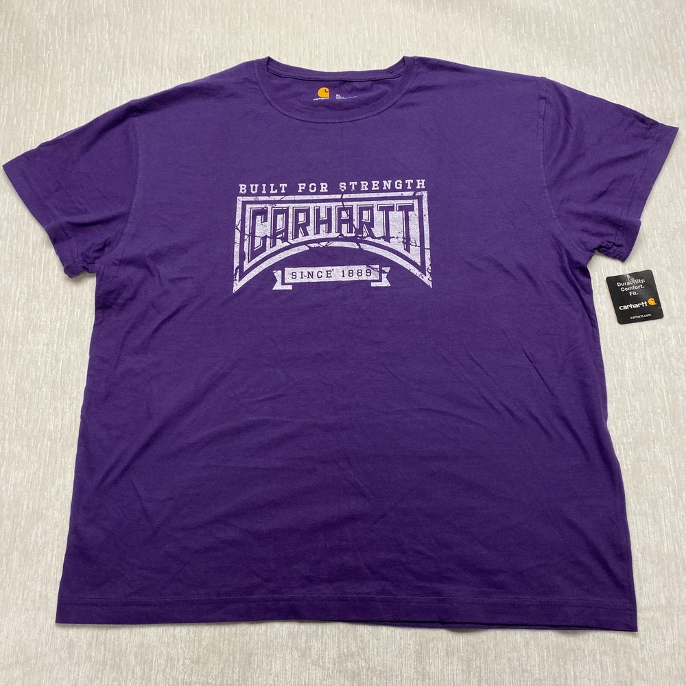 Carhartt Built for Strength T-Shirt Mens XL Purple Graphic Print Cotton Comfort