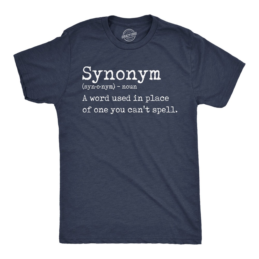 Mens Funny T Shirts Synonym Definition Sarcastic Graphic Novelty Tee for Men