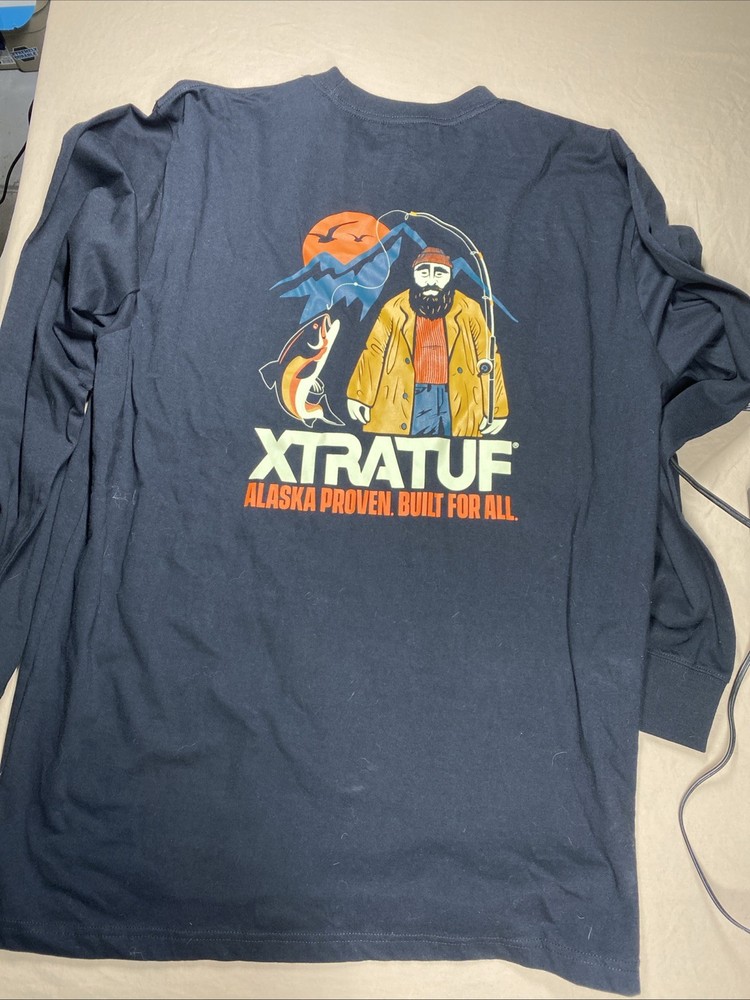 XTRATUF Men’s Large Long Sleeve Graphic (on back) Tee Alaska Fishing Black