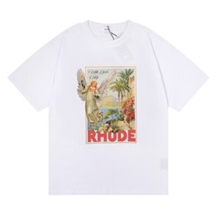 RHUDE NEW Men Women High Quality Loose Leisure Cotton Short Sleeve T-Shirt M-2XL