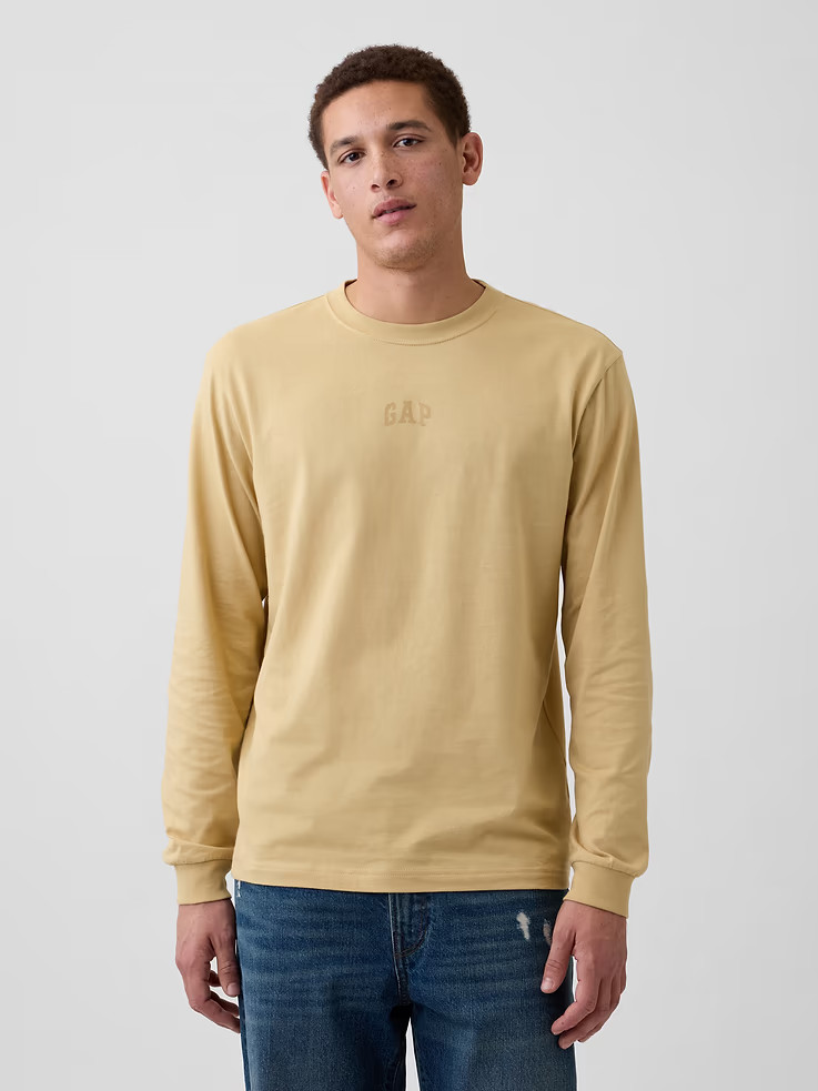 $35 GAP Everyday Soft Relaxed Logo Men’s Cotton T-Shirt Size M Yellow NWT