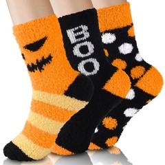 3 Pairs Halloween Fluffy Socks Women Men Cozy Fuzzy Winter Warm Supplies