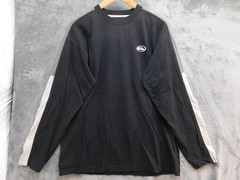 VTG Quiksilver Shirt Mens M Black Colorblock Long Sleeve Crewneck Logo Cotton