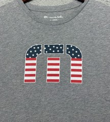 Travis Mathew Graphic T Shirt Mens Large Gray Star Stripes Pima Cotton Logo Flag