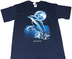 Ocean Dolphins Moon Backdrop Miami Florida T-Shirt New! NWT MEDIUM