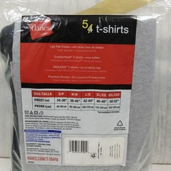 Hanes T-shirts Tagless Cotton Lay Flat Crewneck – Black & Grey – Size L 42-44″.