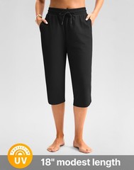 Women’s 18″ Swim Capris Pants Modest Swimsuits Quick Dry Bathing Suit Bottoms…