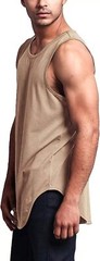 Men Solid Color Curved Hem Long Length Tank Top – Perfect for Summer Casual Wear