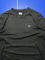 C.P. Company BIG LOGOMen’s Black T-Shirt Goggle Print Back Logo Spellout Graphic