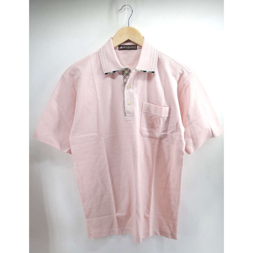 Vintage MARIO GIOVANNI Italy Short Sleeve Polo T-Shirt Pink M Made in Japan Rare