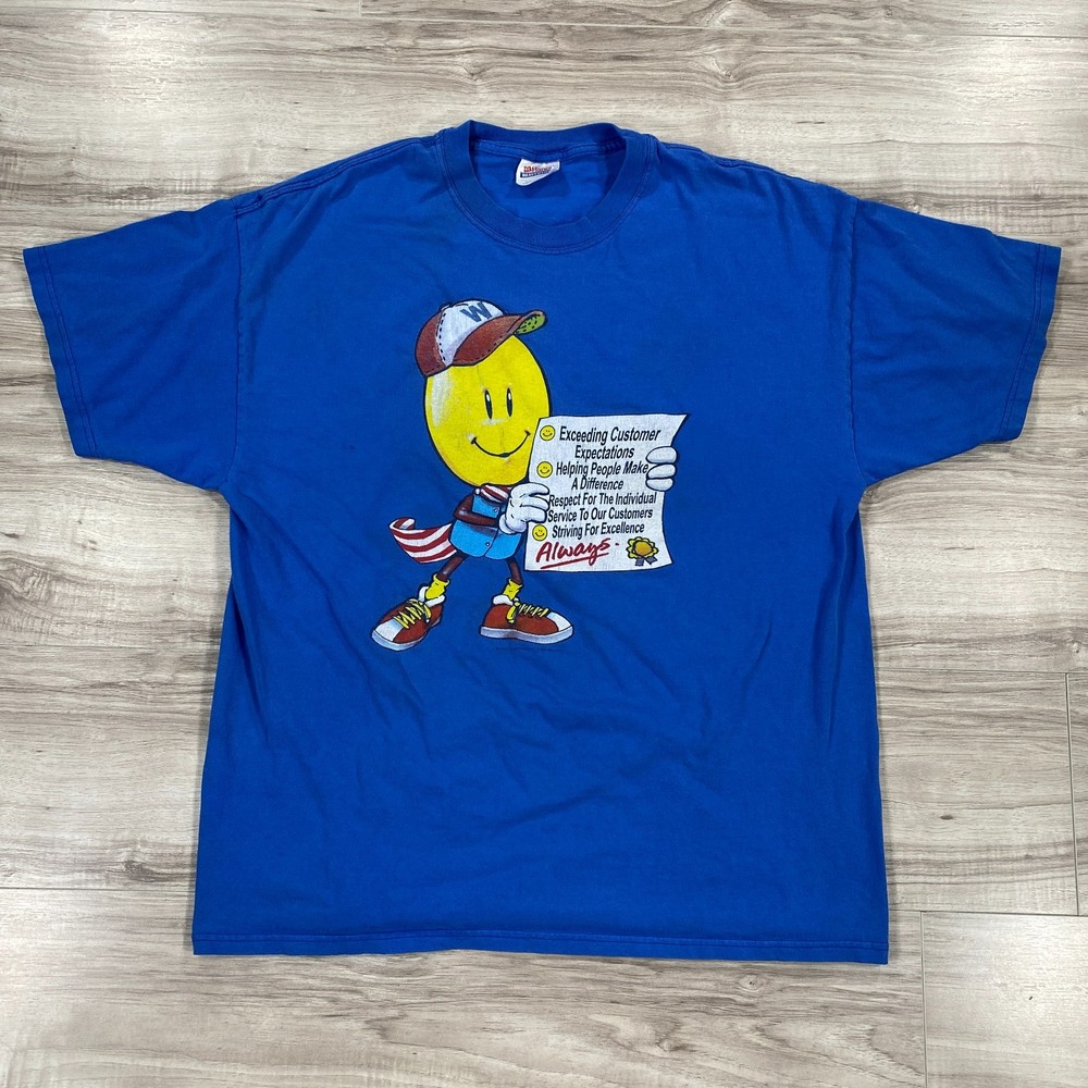Vintage Walmart Shirt Size XL Smiley Face Promo Morris Gail Lewis Employee 90s