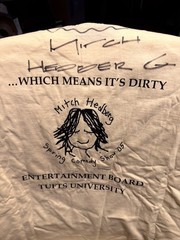 Mitch Hedberg signed T-shirt, never worn, size large, one of a kind. Yellow