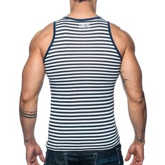 Addicted Striped Tank Top XXL runs small Gently worn Poly cotton blend no fabric
