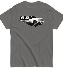 6.0 Powerstroke T-Shirt, Mens Power Stroke Diesel Truck Shirt With F250 Pickup
