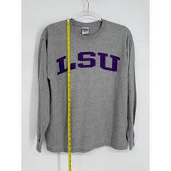 LSU Tigers Gildan Ultra Cotton Long Sleeve T-Shirt Gray Purple Mens Sz M