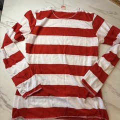Wheres Waldo Shirt Adult M Red White Striped Long Sleeve Casual Top Cosplay VTG
