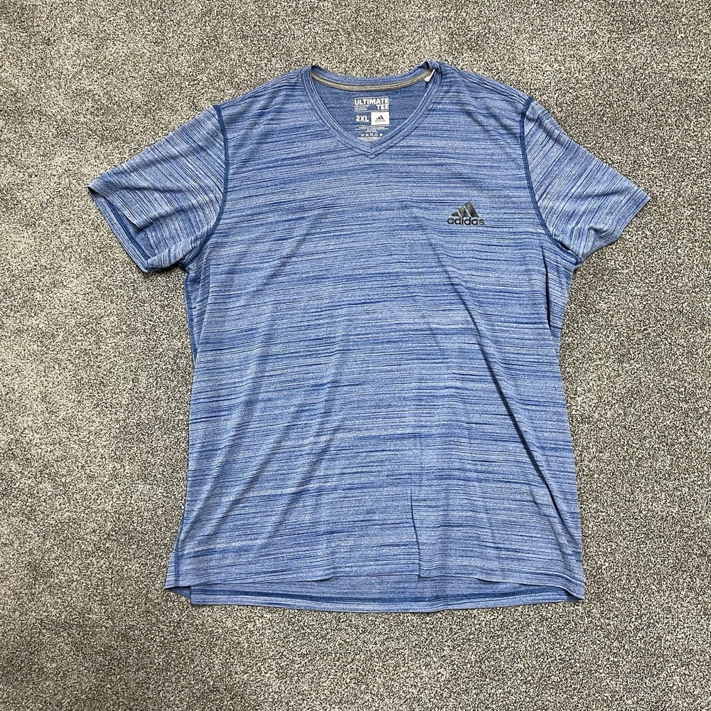 Adidas Ultimate Tee Men 2XL Blue Space Dye Athletic Performance T Shirt