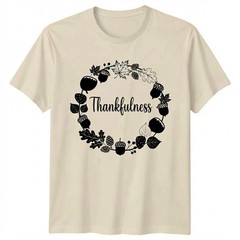 Thankfulness Autumn Wreath Thanksgiving T-shirt For Men Women