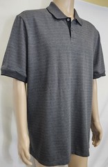 JOHN HENRY Men Polo T-Shirt Size 2XL Grey Striped Cotton Blend Short Sleeve Tee