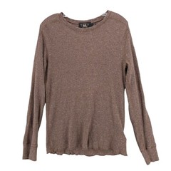 Double RL RRL Ralph Lauren Waffle Knit Long Sleeve Shirt Tee Brown Heather SMALL