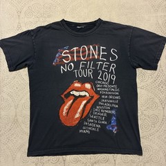 The Rolling Stones Shirt 2019 Concert Black Band Short Sleeve Crew Neck L Rare