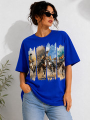Western Rodeo Cowboy Horse Graphic T-Shirt Vintage Country Unisex Crew Neck Tee