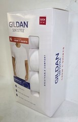 Gildan Softstyle 6pk White Stay Tucked Crew T-shirts Mens Small