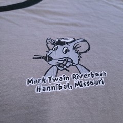 Vtg Mark Twain Shirt Riverboat Hannibal Missouri River Rat Ringer XL Distressed