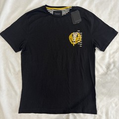 Intense Feelings Denim And Flower Graphic Tee Smiley Face Black Yellow NWT Large