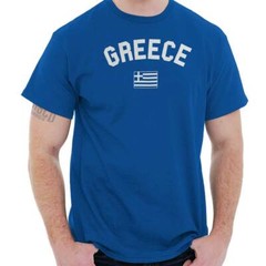 Greece Country Flag National Pride Greek Gift Adult Short Sleeve Crewneck Tee
