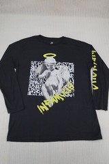 Faded Black Infamous Shirt Mens Large Black Long Sleeve Angel Cherub Halo Cupid