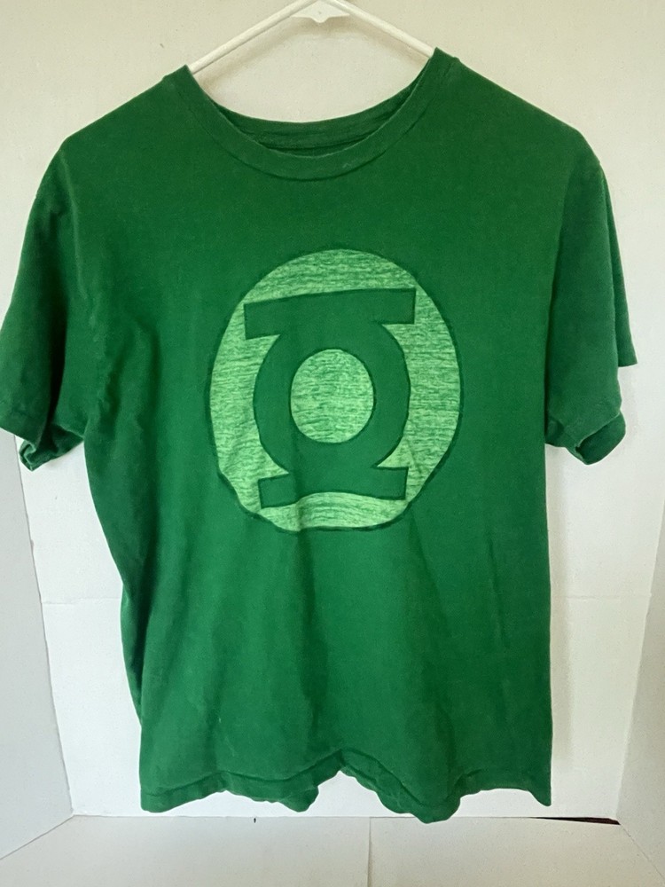 DC Comics Green Lantern Men’s XL Logo T-Shirt Kelly Green Distressed Graphic